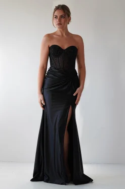 Clearance Andrina Rhinestone Strapless Gown | Black Sommerkleider|Sommerkleider