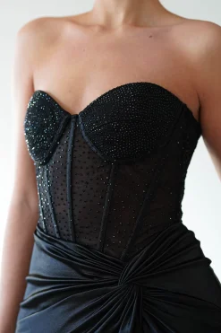 Clearance Andrina Rhinestone Strapless Gown | Black Sommerkleider|Sommerkleider