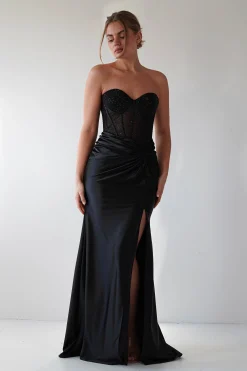 Clearance Andrina Rhinestone Strapless Gown | Black Sommerkleider|Sommerkleider