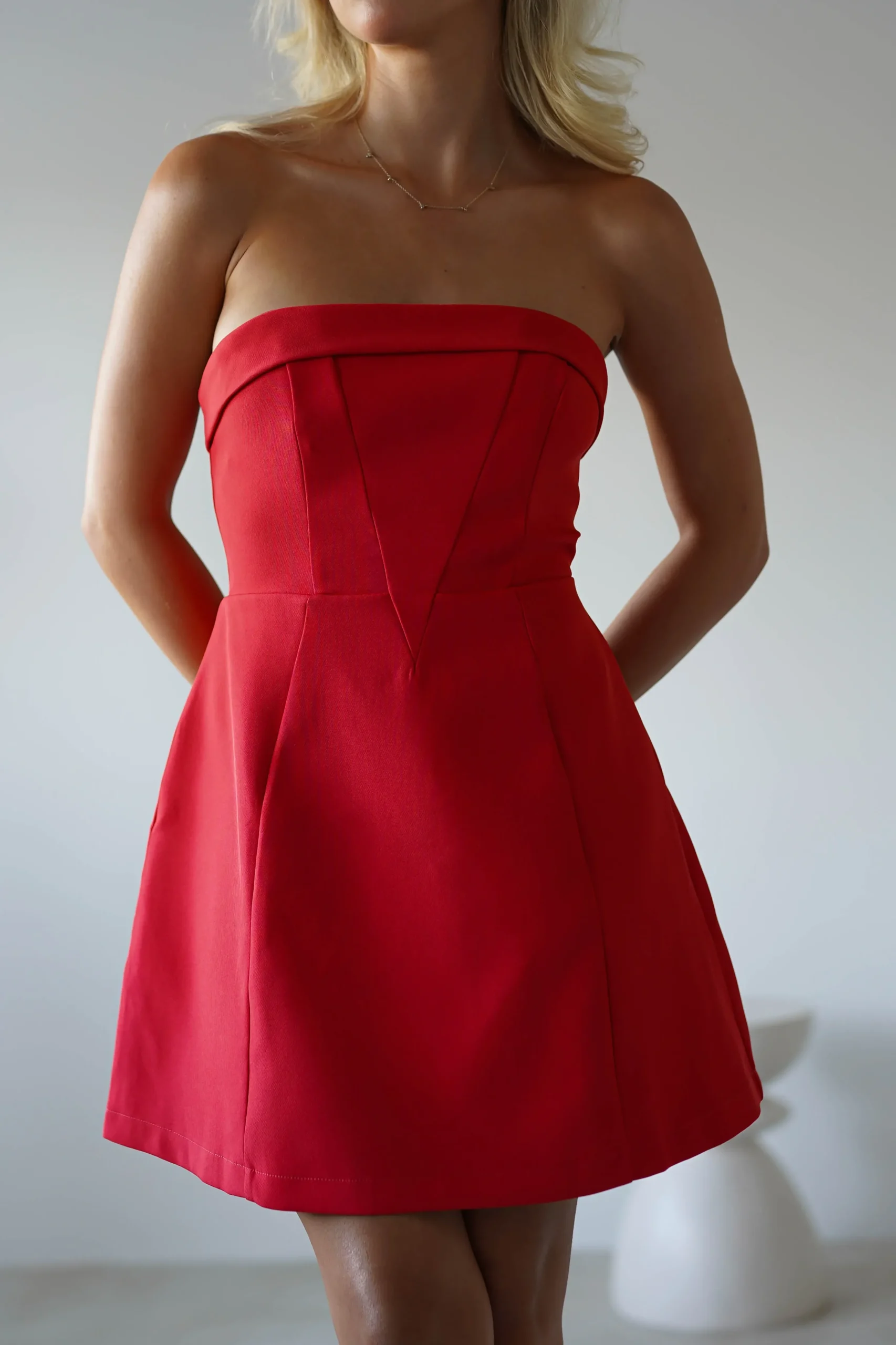 Fashion Angelica Strapless Structured Mini Dress | Red Kleider In Minilänge|Minikleider