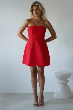 Fashion Angelica Strapless Structured Mini Dress | Red Kleider In Minilänge|Minikleider