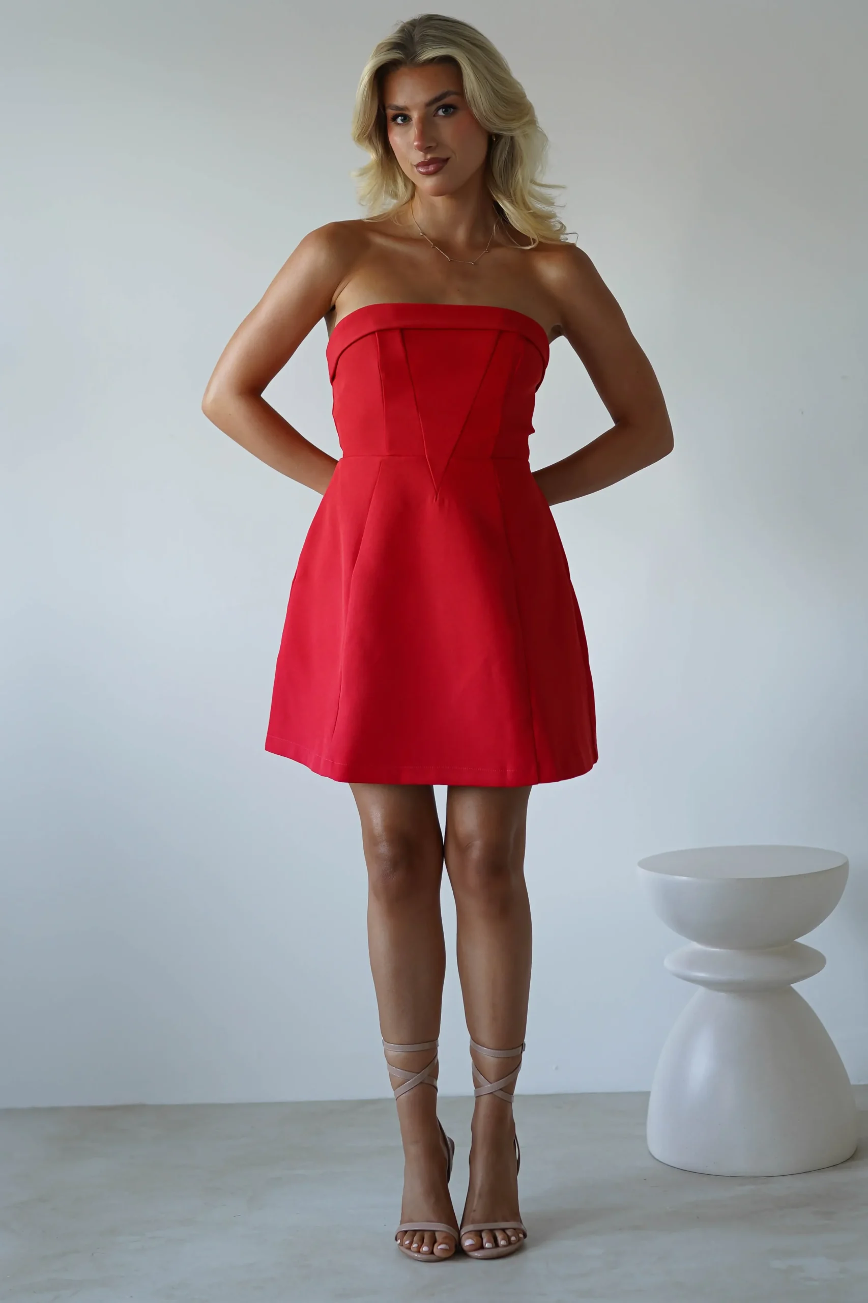 Fashion Angelica Strapless Structured Mini Dress | Red Kleider In Minilänge|Minikleider