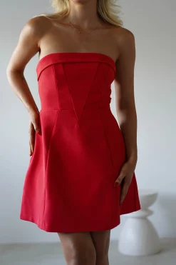 Fashion Angelica Strapless Structured Mini Dress | Red Kleider In Minilänge|Minikleider