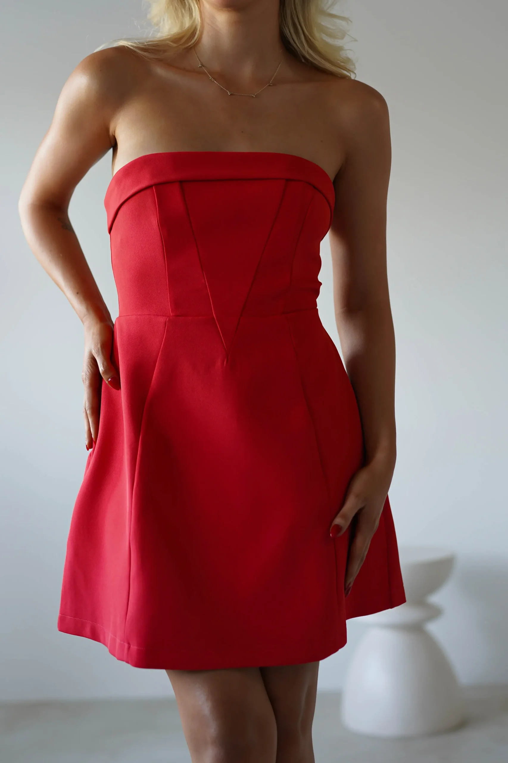 Fashion Angelica Strapless Structured Mini Dress | Red Kleider In Minilänge|Minikleider