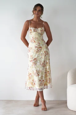 Discount Annabelle Floral Print Midaxi Dress | Yellow Lange Kleider|Maxikleider