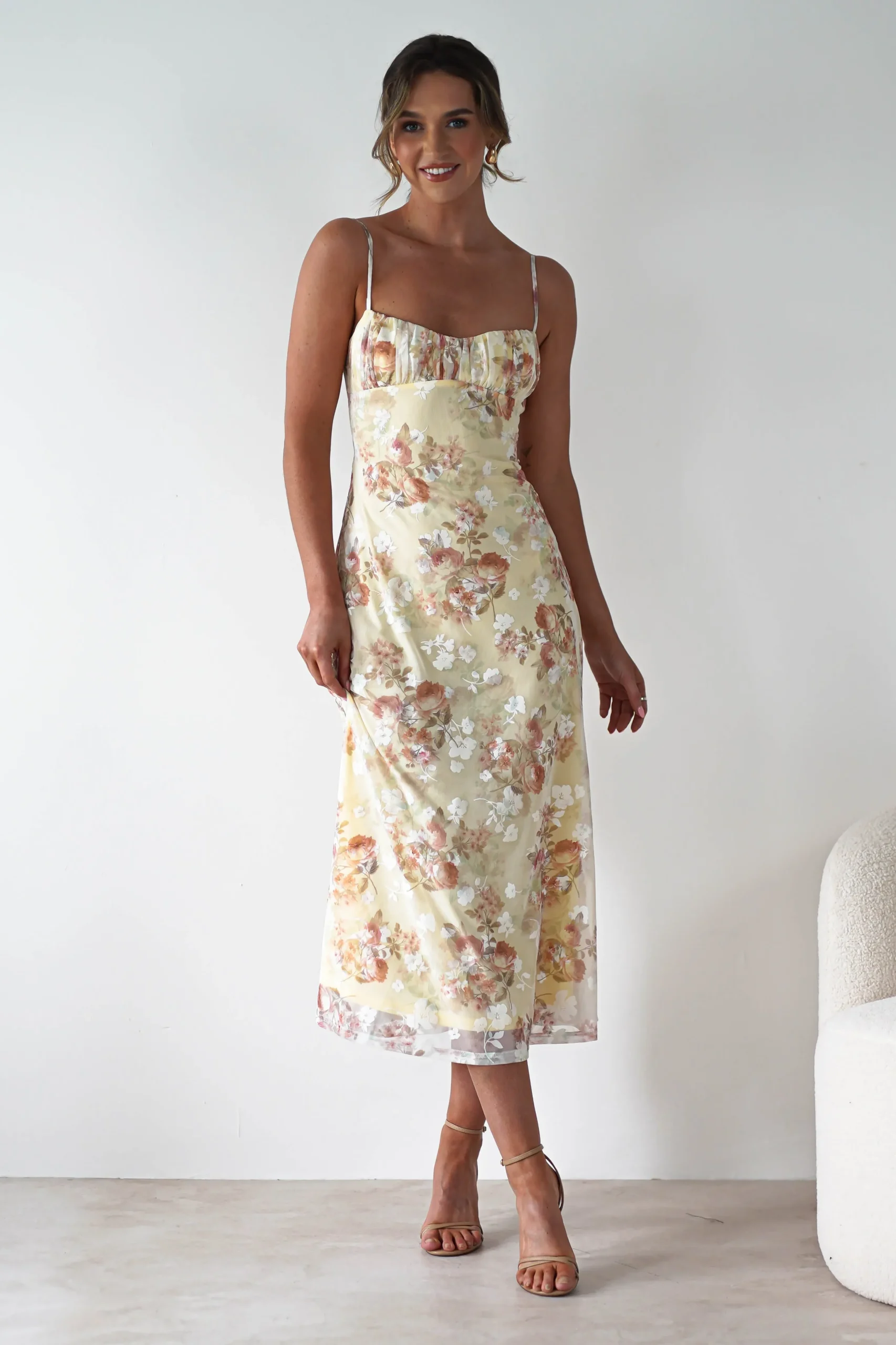 Discount Annabelle Floral Print Midaxi Dress | Yellow Lange Kleider|Maxikleider