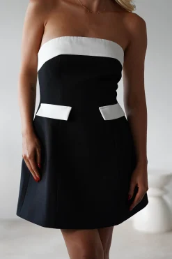 Fashion Annie Monochrom Mini Dress | Black/White Kleider In Minilänge|Minikleider