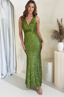 Clearance Arizona Bodycon Sequin Maxi Gown | Olive Lange Kleider|Maxikleider
