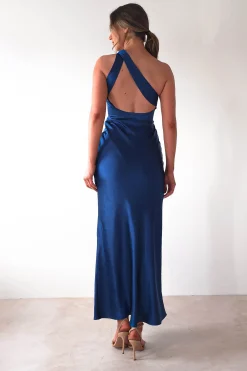 Fashion Ashlee Soft Satin One Shoulder Maxi Dress | Navy Lange Kleider|Maxikleider