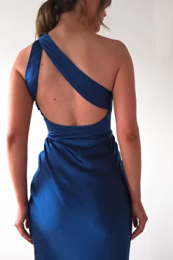 Fashion Ashlee Soft Satin One Shoulder Maxi Dress | Navy Lange Kleider|Maxikleider