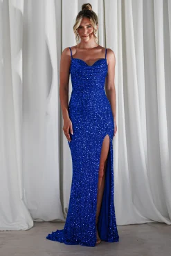 Discount Audrina Bodycon Sequin Gown | Royal Blue Kleider Für Besondere Anlässe|Sommerkleider