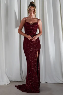 Discount Audrina Bodycon Sequin Gown | Burgundy Kleider Für Besondere Anlässe|Sommerkleider