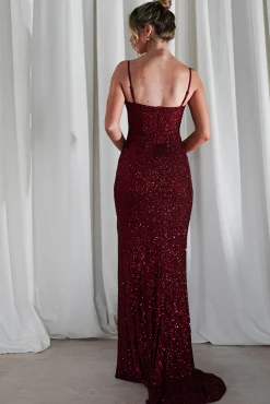Discount Audrina Bodycon Sequin Gown | Burgundy Kleider Für Besondere Anlässe|Sommerkleider