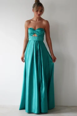 Outlet Ava Strapless Maxi Dress | Green Lange Kleider|Maxikleider