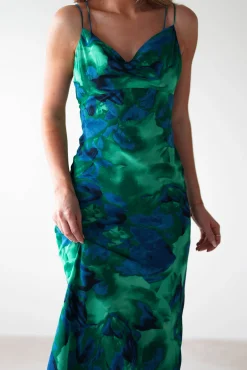 New Bali Printed Midi Dress | Green Print Lange Kleider|Maxikleider