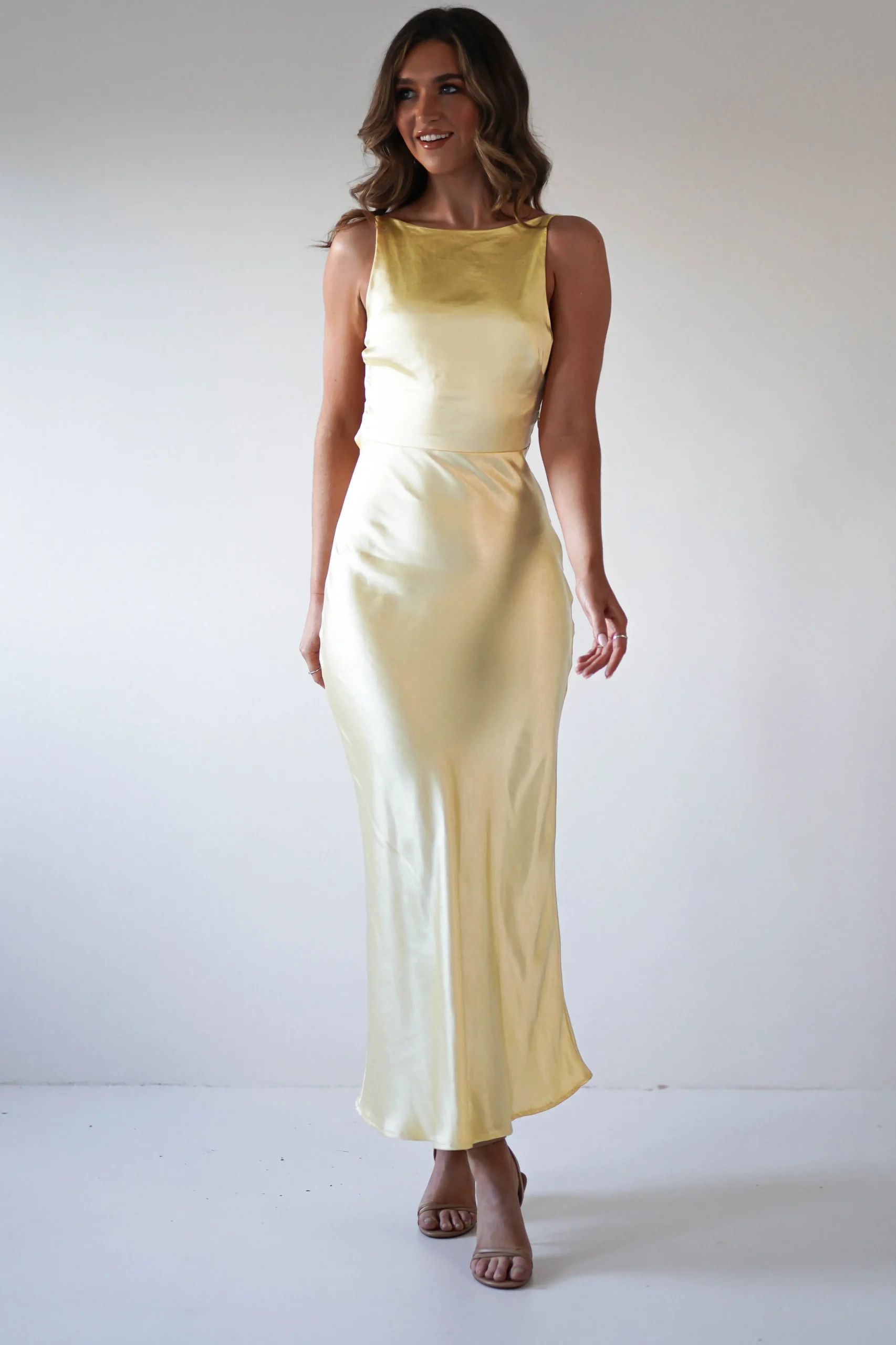 Sale Bayleigh Soft Satin Maxi Dress | Yellow Lange Kleider|Maxikleider