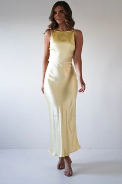 Sale Bayleigh Soft Satin Maxi Dress | Yellow Lange Kleider|Maxikleider