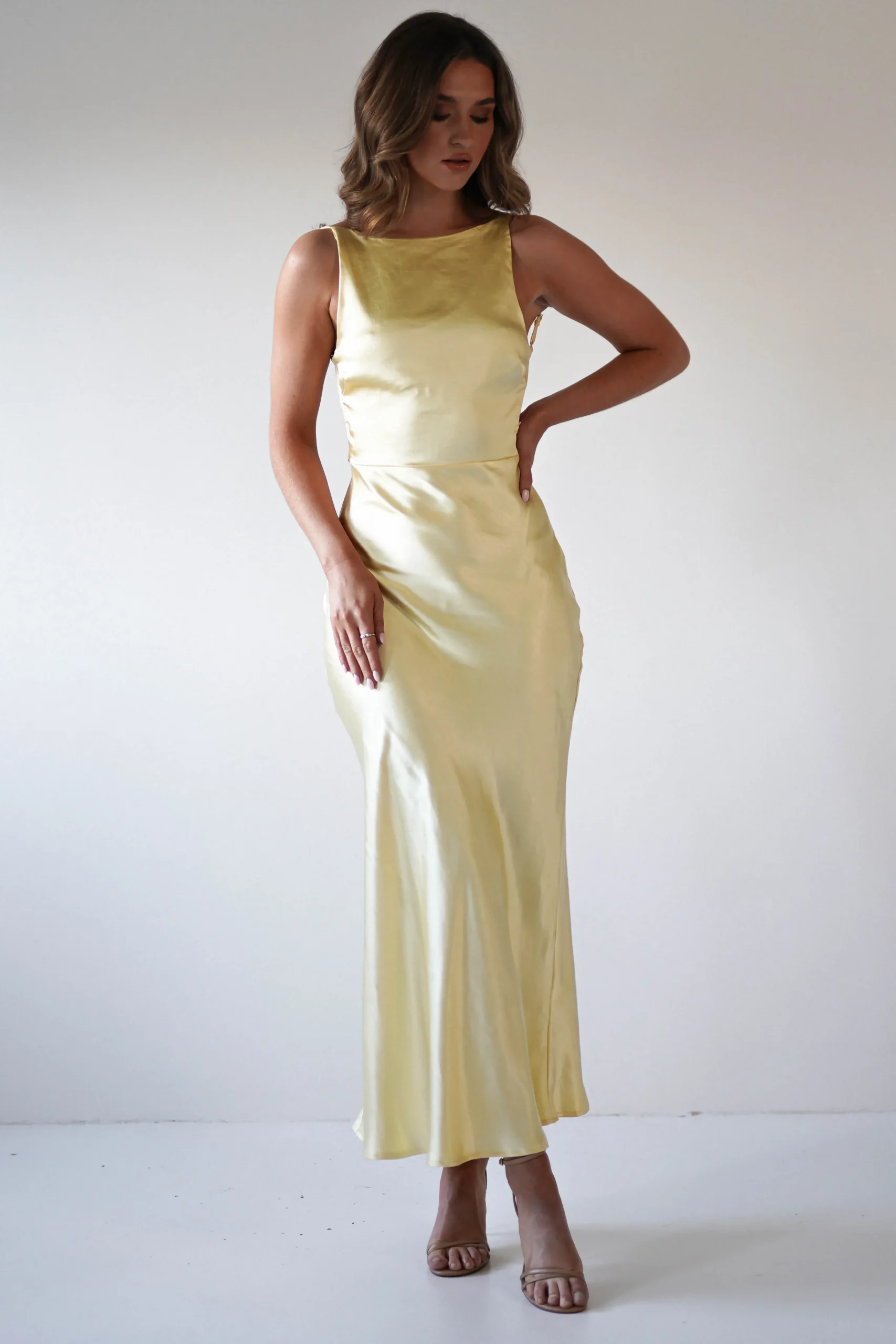 Sale Bayleigh Soft Satin Maxi Dress | Yellow Lange Kleider|Maxikleider