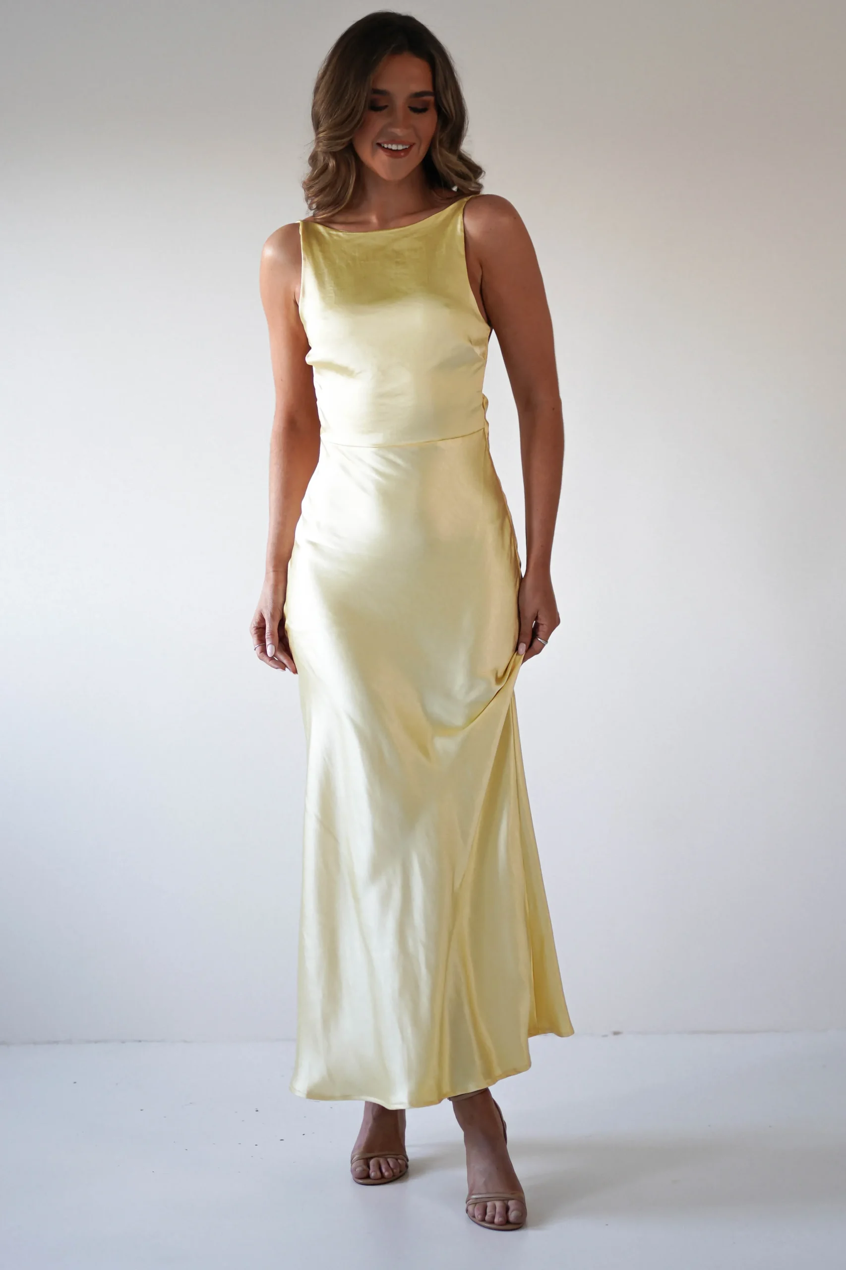 Sale Bayleigh Soft Satin Maxi Dress | Yellow Lange Kleider|Maxikleider