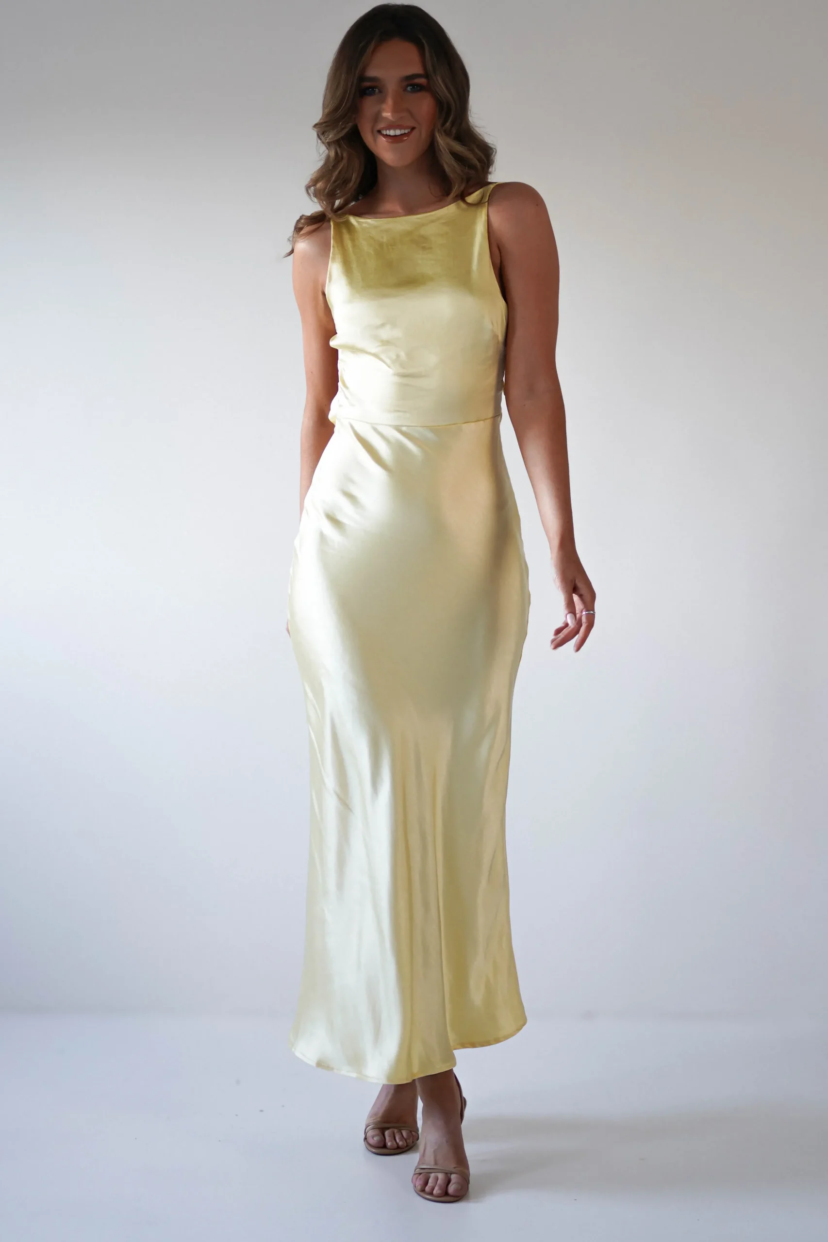 Sale Bayleigh Soft Satin Maxi Dress | Yellow Lange Kleider|Maxikleider