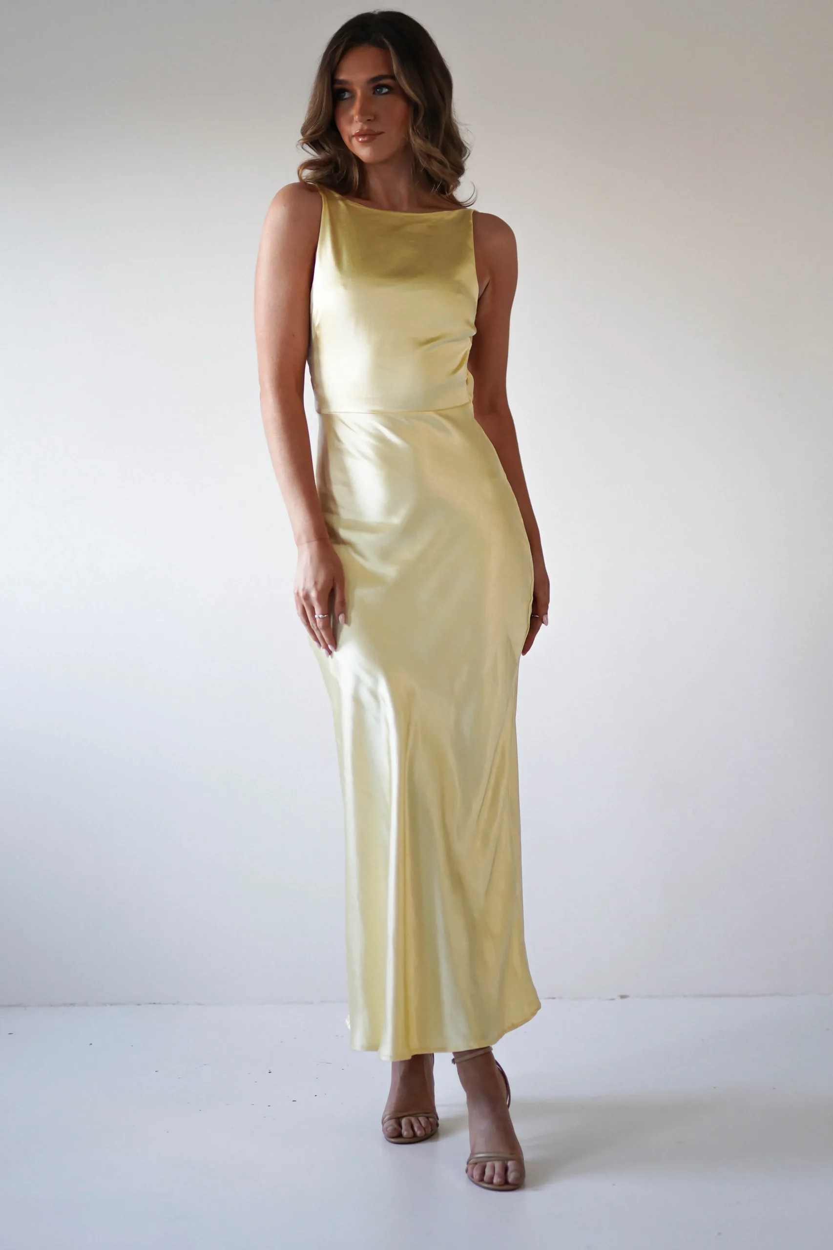 Sale Bayleigh Soft Satin Maxi Dress | Yellow Lange Kleider|Maxikleider
