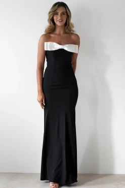 Discount Beckett Strapless Bow Maxi Dress | Black/White Lange Kleider|Maxikleider