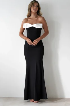 Discount Beckett Strapless Bow Maxi Dress | Black/White Lange Kleider|Maxikleider