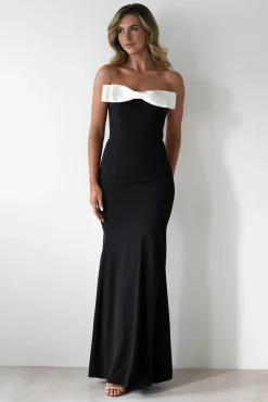 Discount Beckett Strapless Bow Maxi Dress | Black/White Lange Kleider|Maxikleider