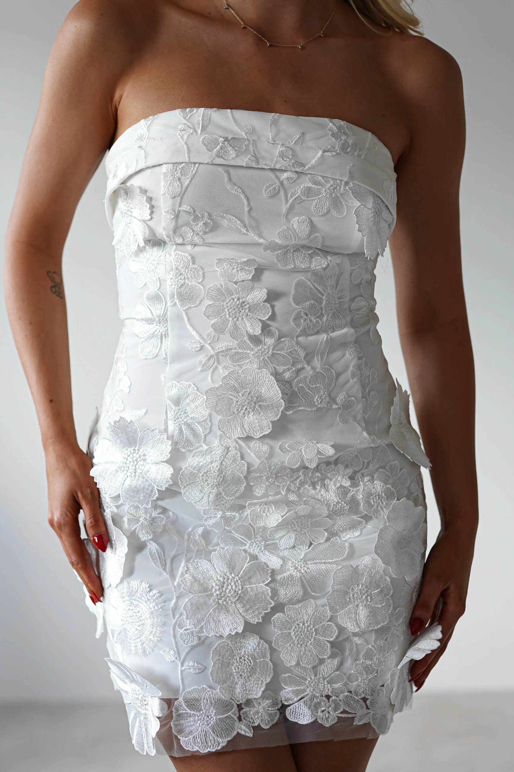 Outlet Bellflower 3D Floral Mini Dress | White Kleider In Minilänge|Minikleider