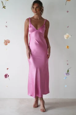 Clearance Bethanie Soft Satin Maxi Dress | Bright Pink Lange Kleider|Maxikleider