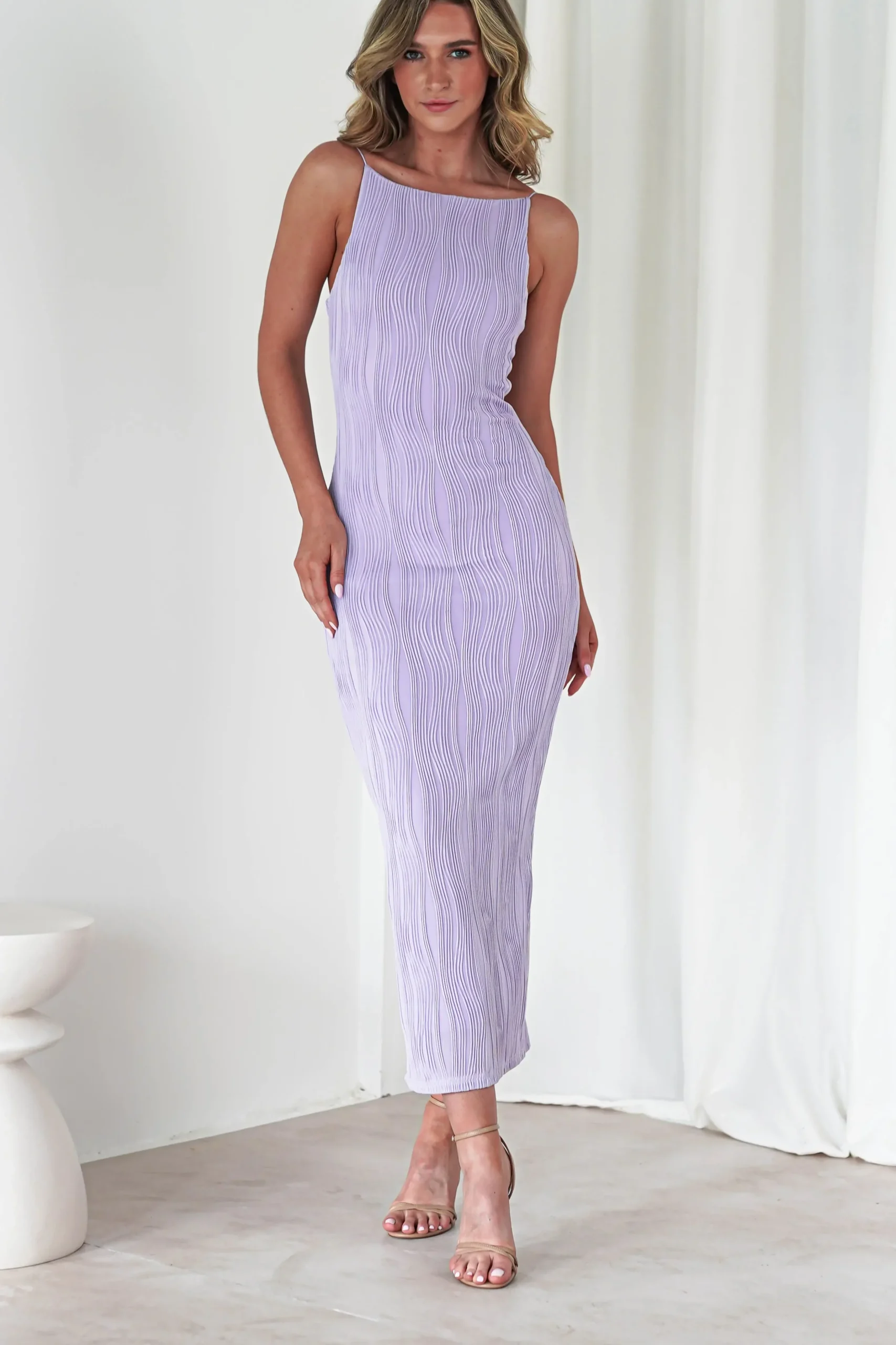 Best Brighton Textured Bodycon Midaxi Dress | Lilac Lange Kleider|Maxikleider