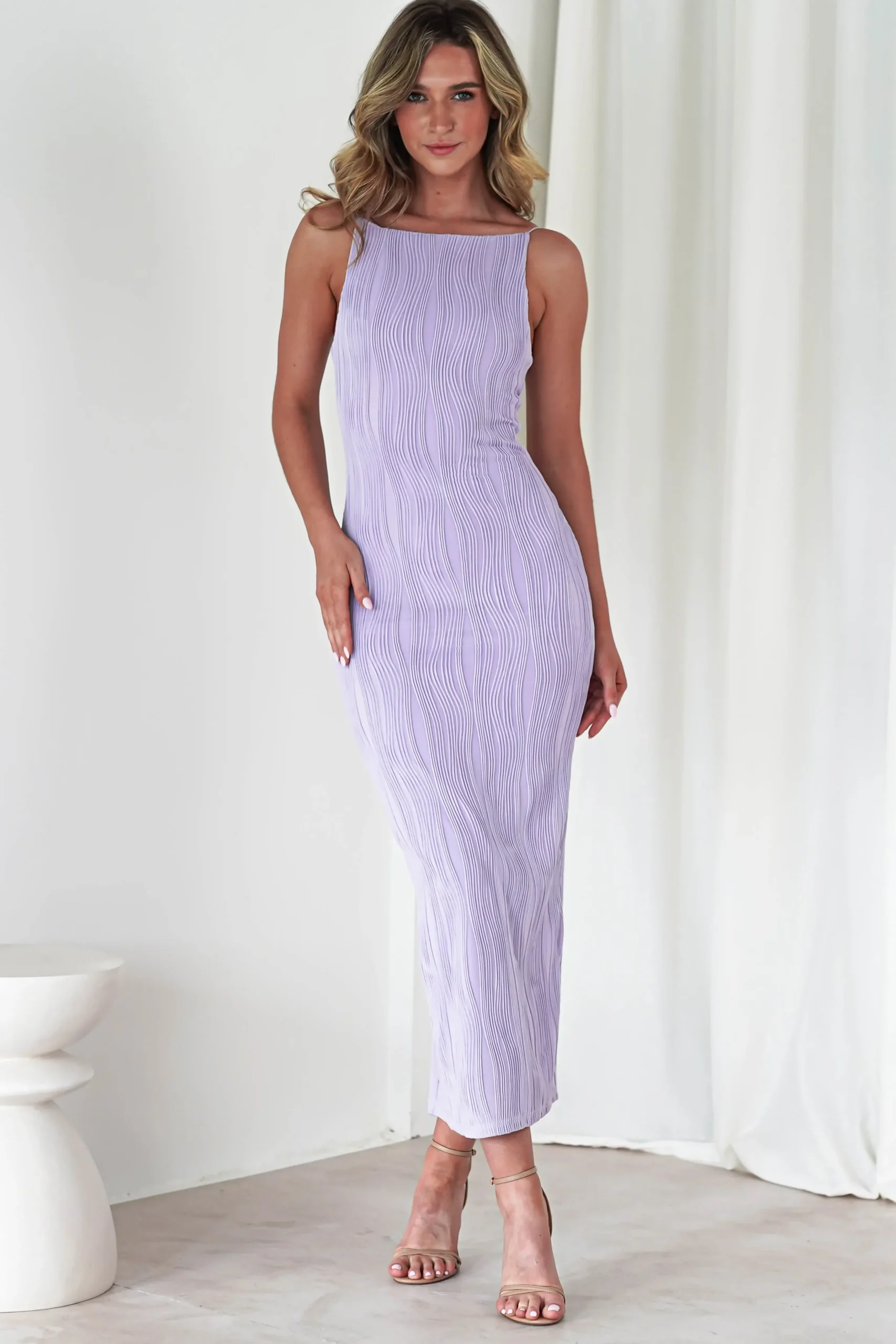 Best Brighton Textured Bodycon Midaxi Dress | Lilac Lange Kleider|Maxikleider