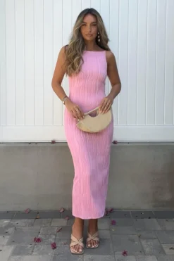 Discount Brighton Textured Bodycon Midaxi Dress | Pink Lange Kleider|Maxikleider