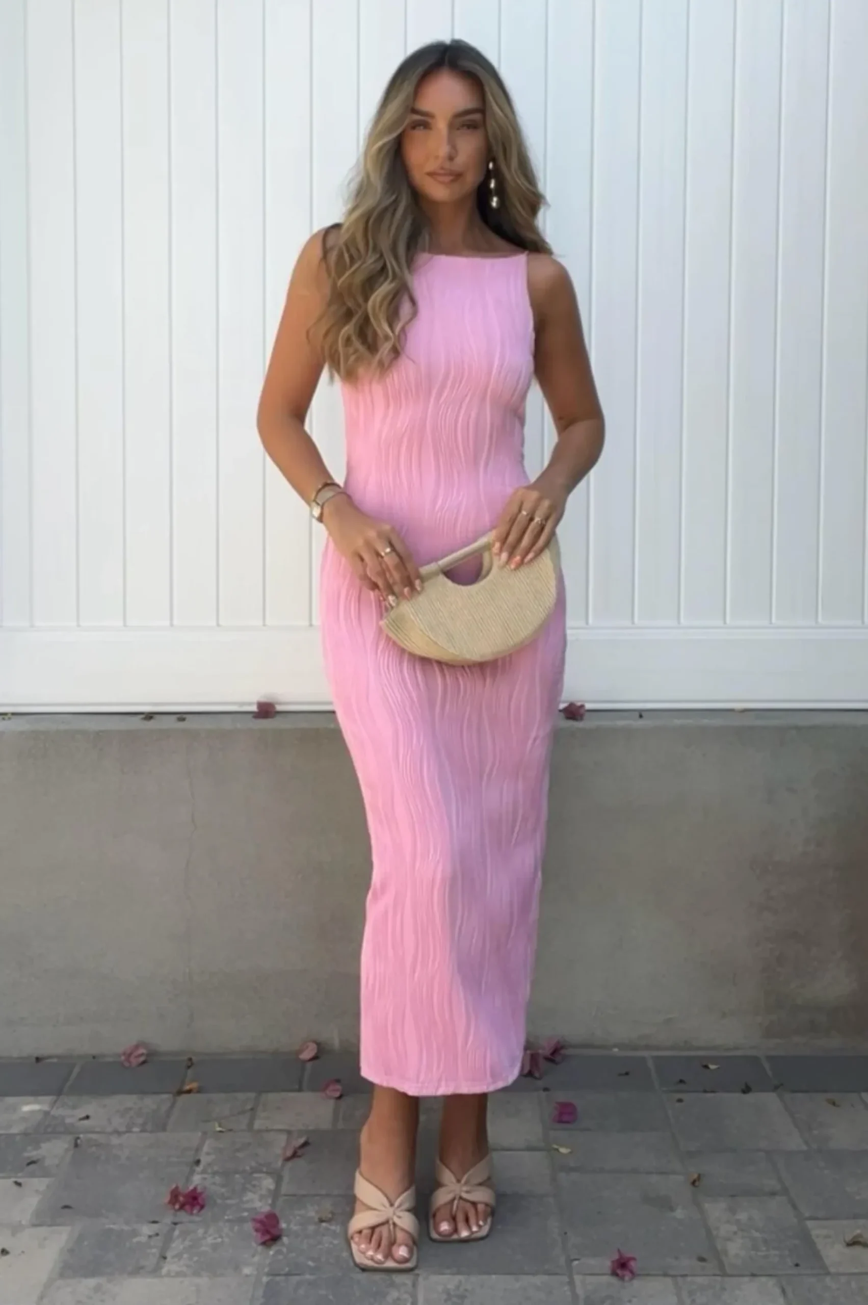 Discount Brighton Textured Bodycon Midaxi Dress | Pink Lange Kleider|Maxikleider