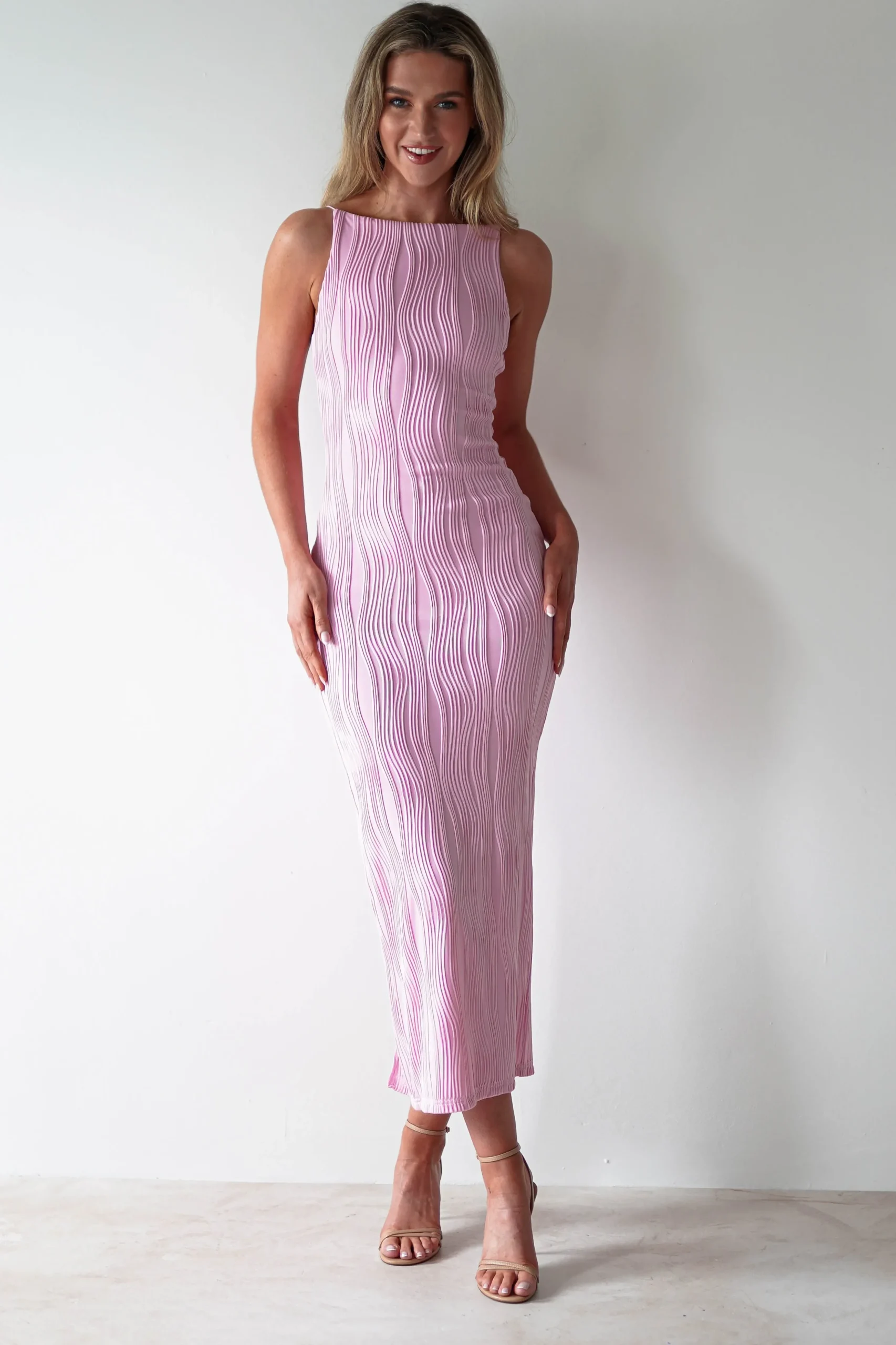 Discount Brighton Textured Bodycon Midaxi Dress | Pink Lange Kleider|Maxikleider