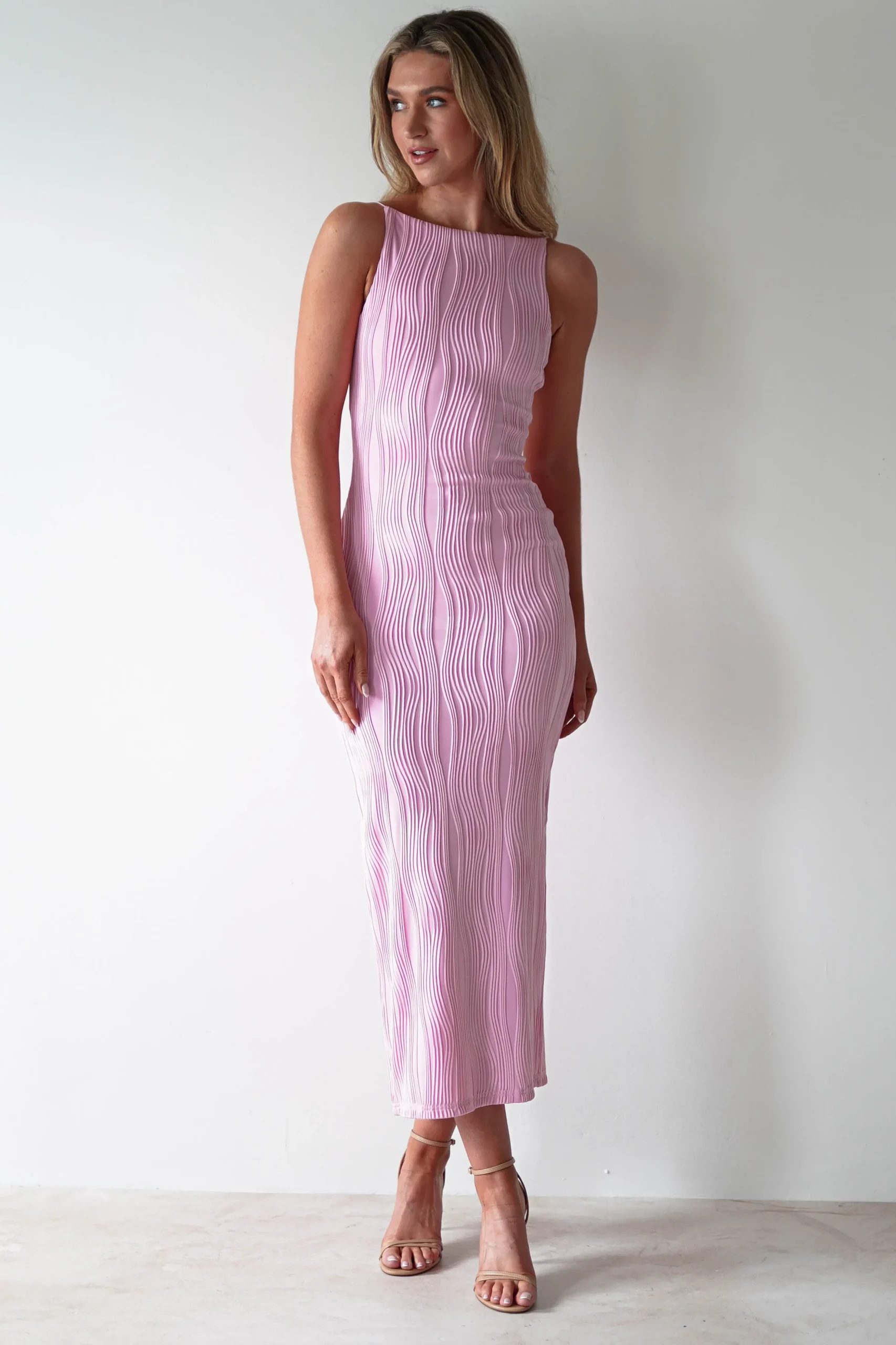 Discount Brighton Textured Bodycon Midaxi Dress | Pink Lange Kleider|Maxikleider