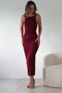 Discount Brighton Textured Bodycon Midaxi Dress | Wine Lange Kleider|Maxikleider