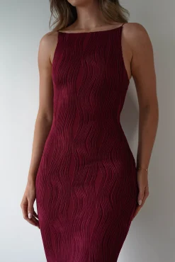Discount Brighton Textured Bodycon Midaxi Dress | Wine Lange Kleider|Maxikleider