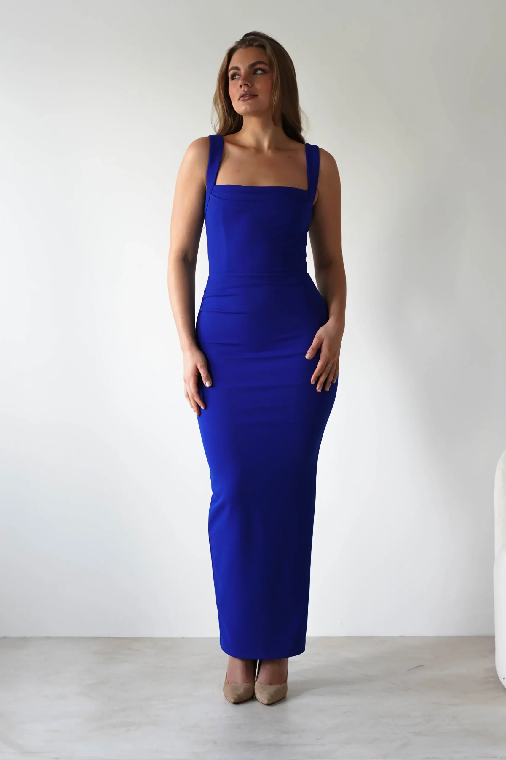 New Brooke Square Neck Maxi Dress | Royal Blue Lange Kleider|Maxikleider