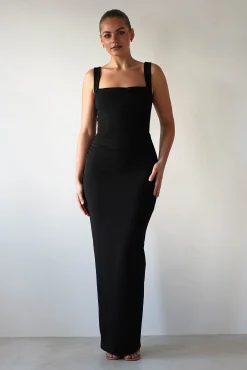 Outlet Brooke Square Neck Maxi Dress | Black Lange Kleider|Maxikleider