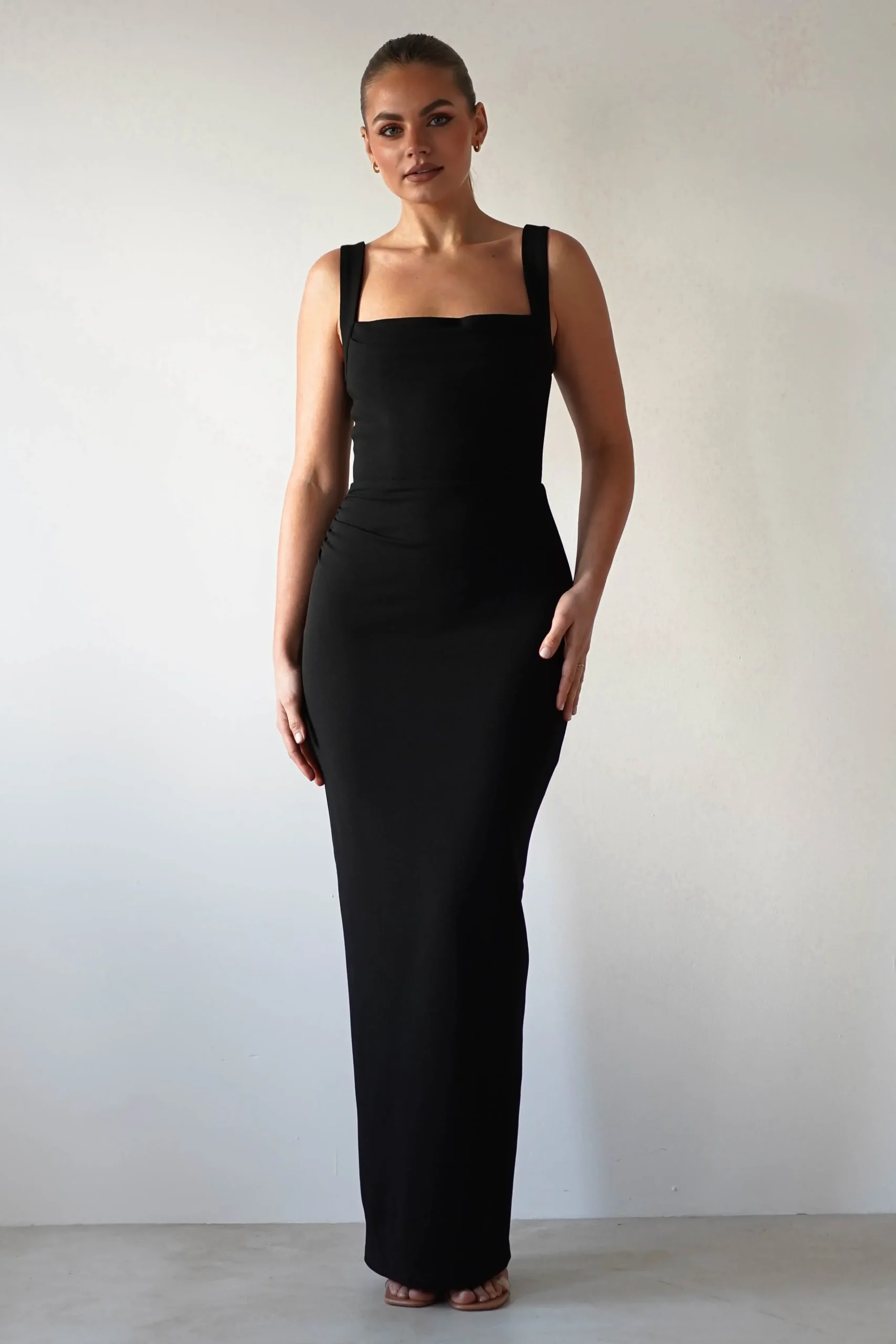 Outlet Brooke Square Neck Maxi Dress | Black Lange Kleider|Maxikleider
