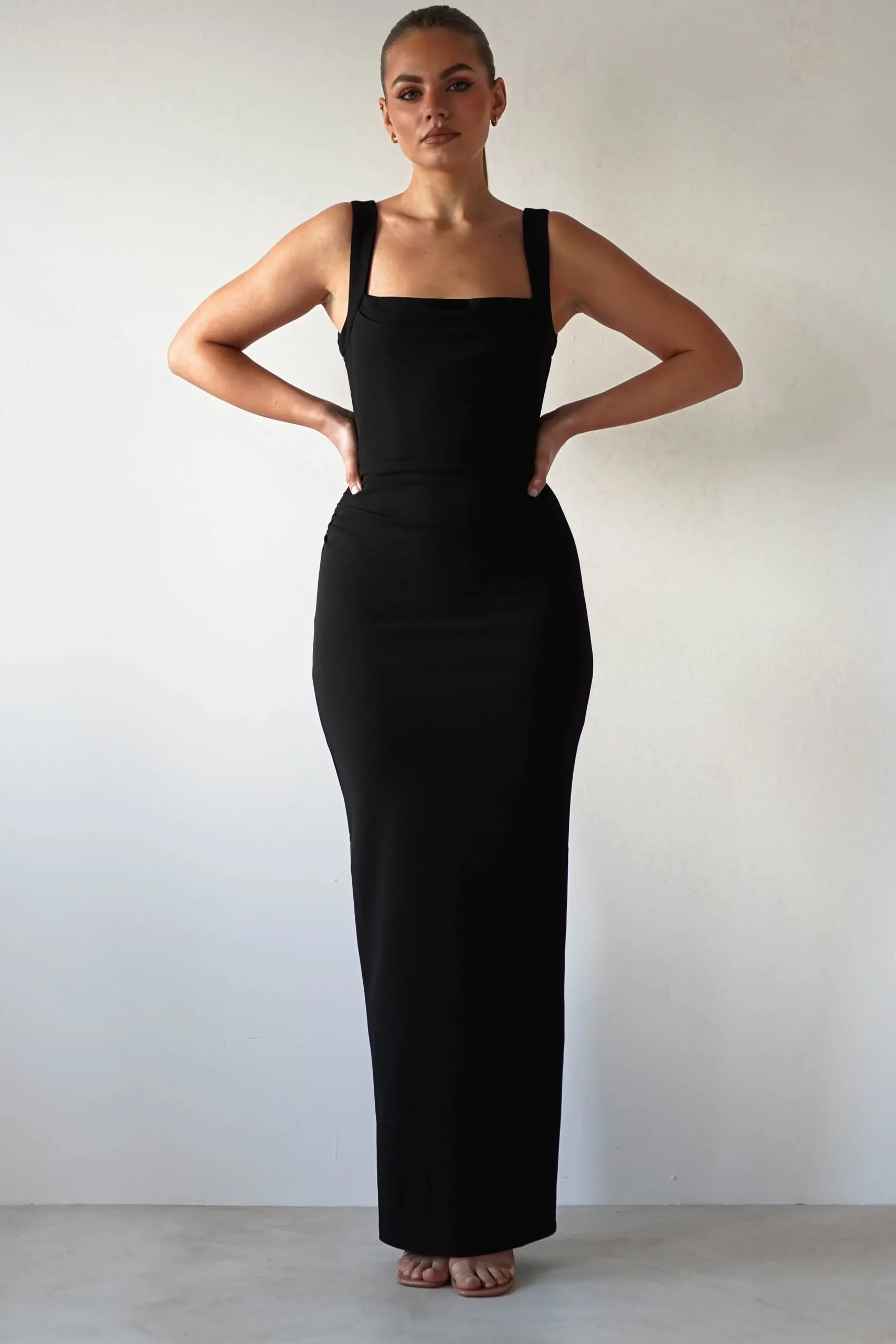 Outlet Brooke Square Neck Maxi Dress | Black Lange Kleider|Maxikleider