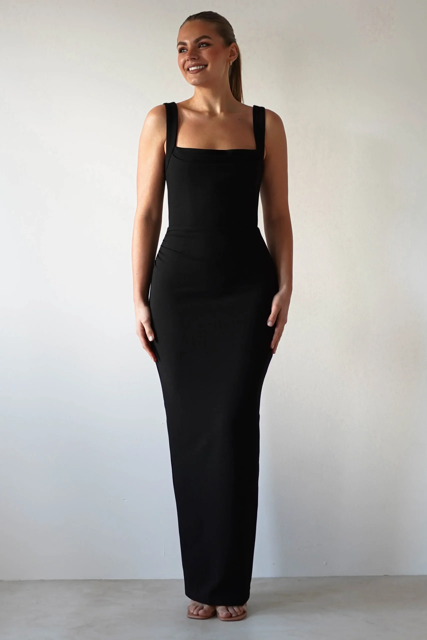 Outlet Brooke Square Neck Maxi Dress | Black Lange Kleider|Maxikleider