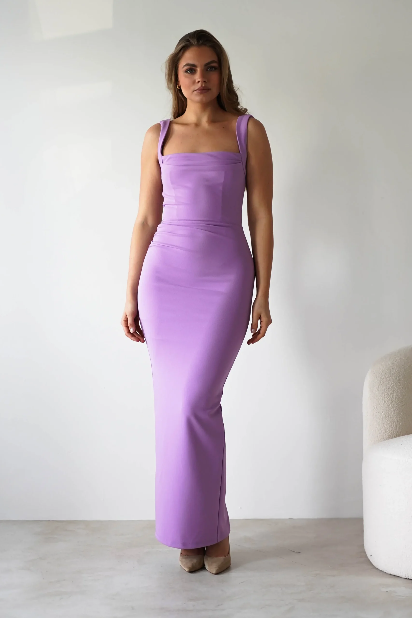 New Brooke Square Neck Maxi Dress | Lilac Lange Kleider|Maxikleider