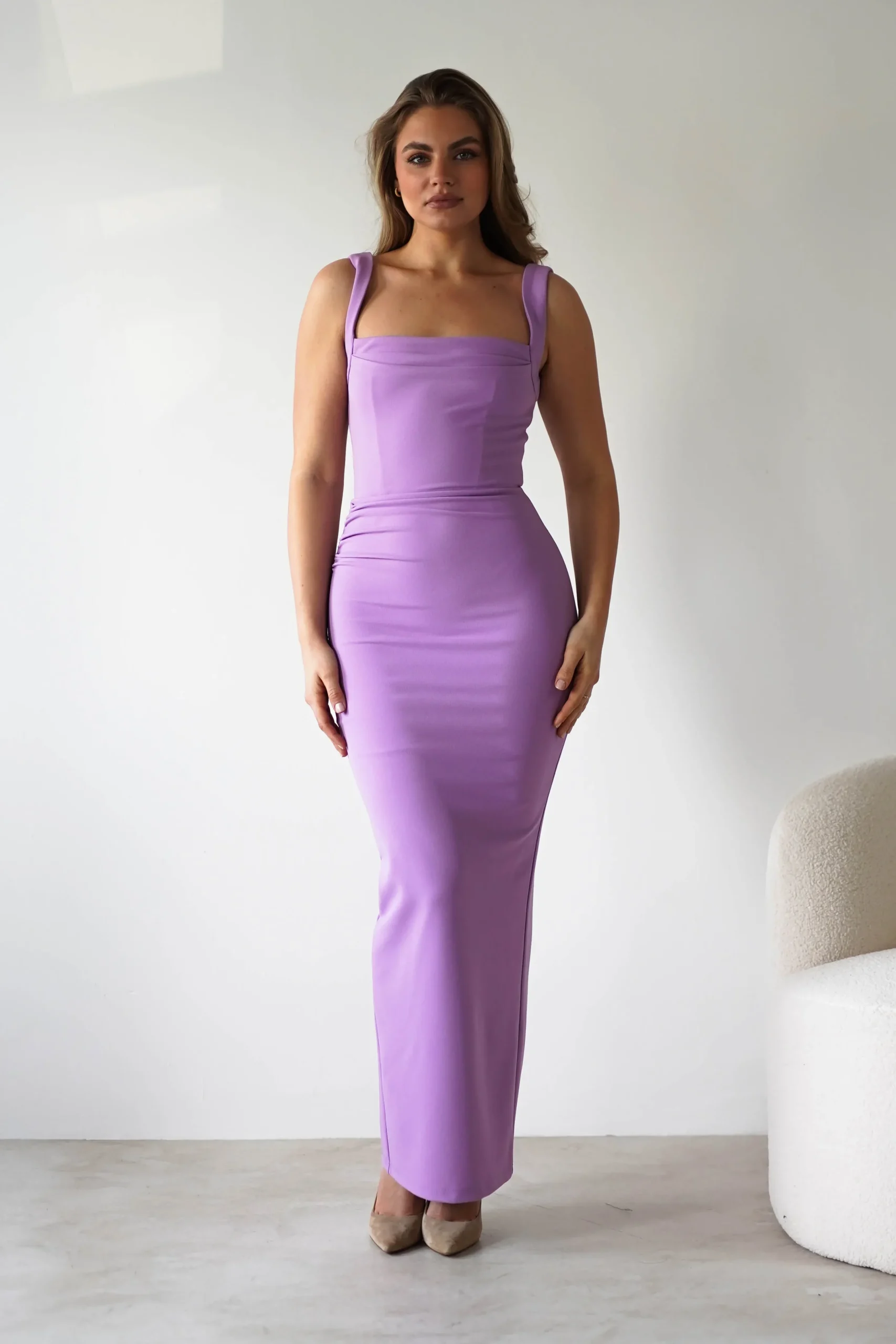 New Brooke Square Neck Maxi Dress | Lilac Lange Kleider|Maxikleider