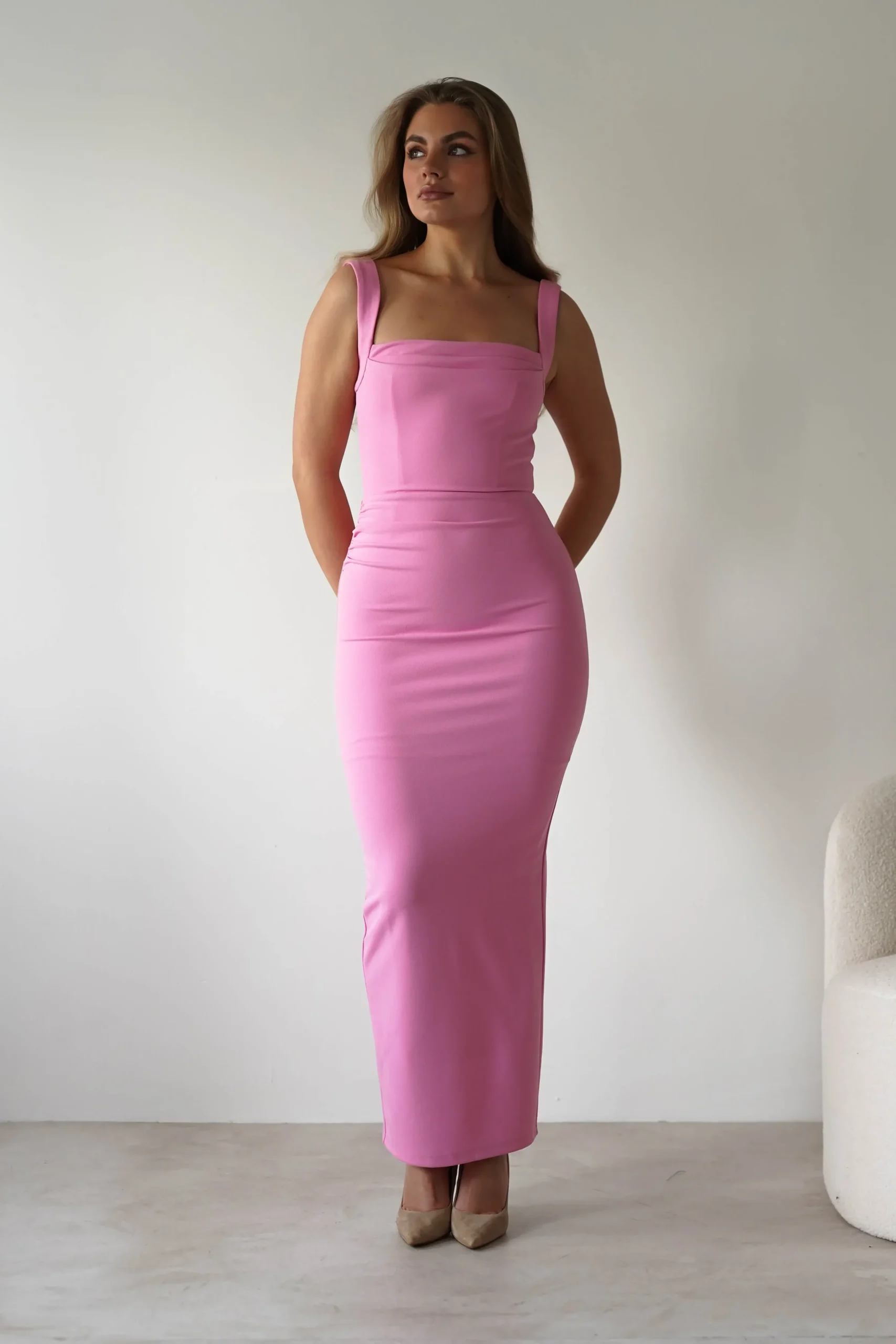 Discount Brooke Square Neck Maxi Dress | Pink Lange Kleider|Maxikleider