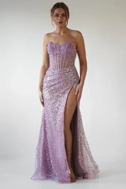 Clearance Cadenza Beaded Corset Gown | Mauve Sommerkleider|Sommerkleider