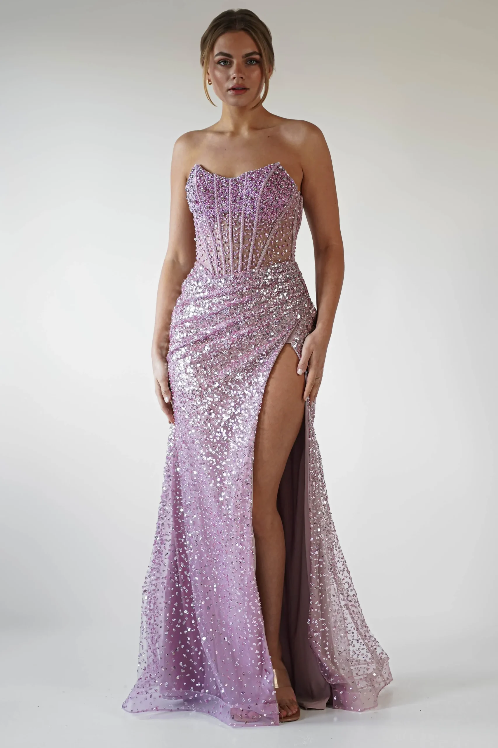 Clearance Cadenza Beaded Corset Gown | Mauve Sommerkleider|Sommerkleider