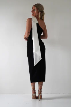 Discount Camella Bodycon Bow Detail Midi Dress | Black Mittellange Kleider|Midi-kleider