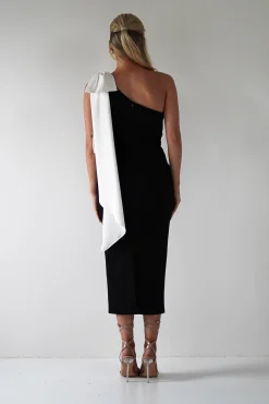 Discount Camella Bodycon Bow Detail Midi Dress | Black Mittellange Kleider|Midi-kleider